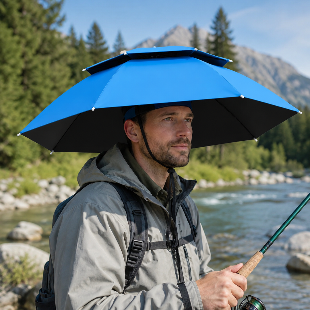 Fishing Head Umbrella Hat Rain-Proof Sunshade Cap Outdoor