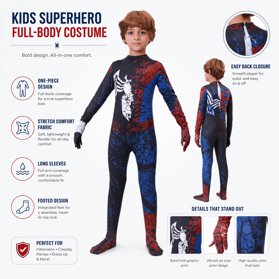 Kids Spider Web Zentai Bodysuit Costume for Boys Halloween