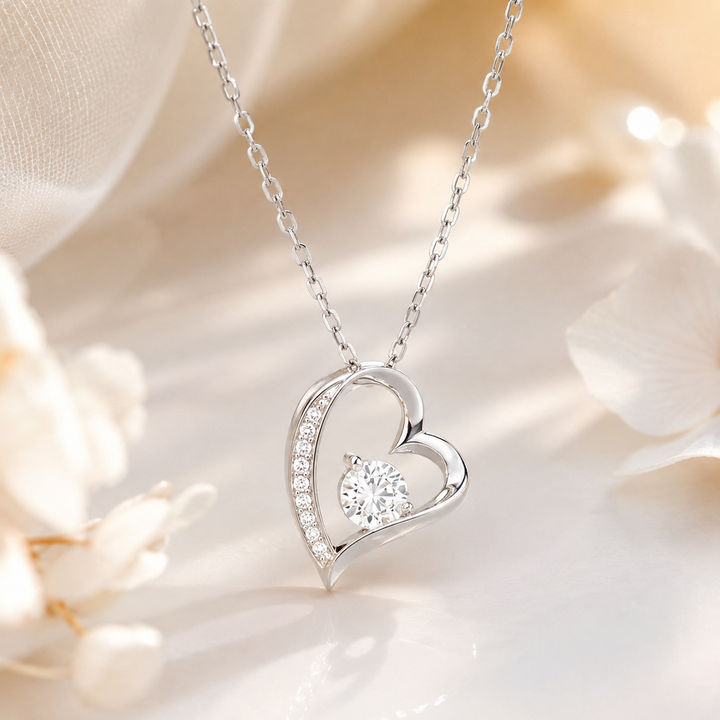 Heart Pendant Necklace with CZ Accent Gift for Her