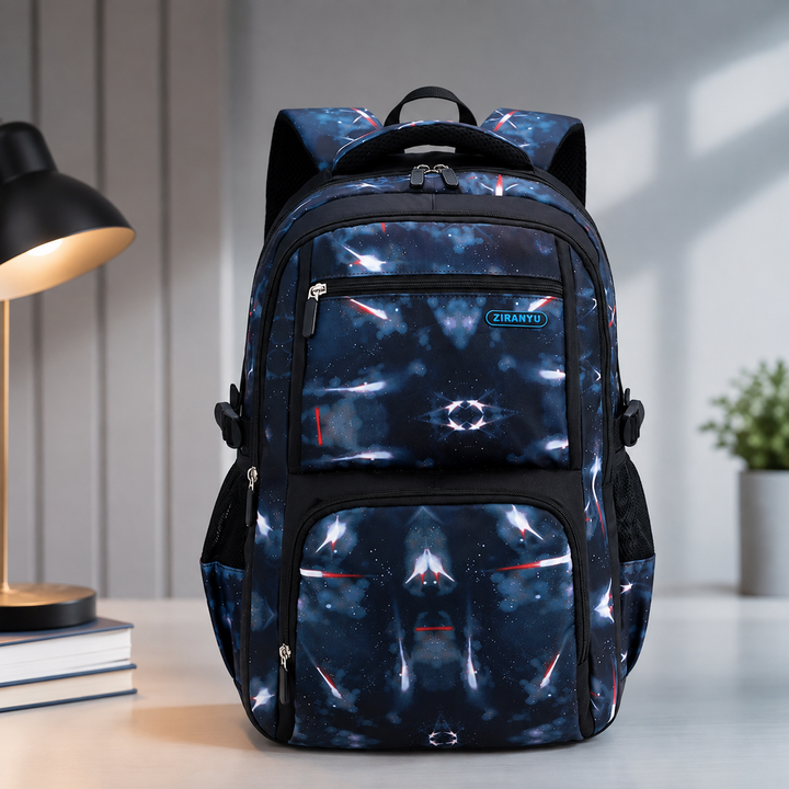 Boys Starry Sky Print School Backpack, Large Capacity