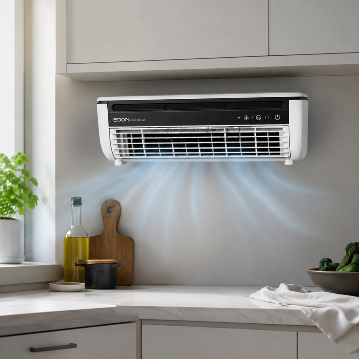 Cordless Wall Mounted Kitchen Fan Wireless Cooling Mist No Drill Dormitory