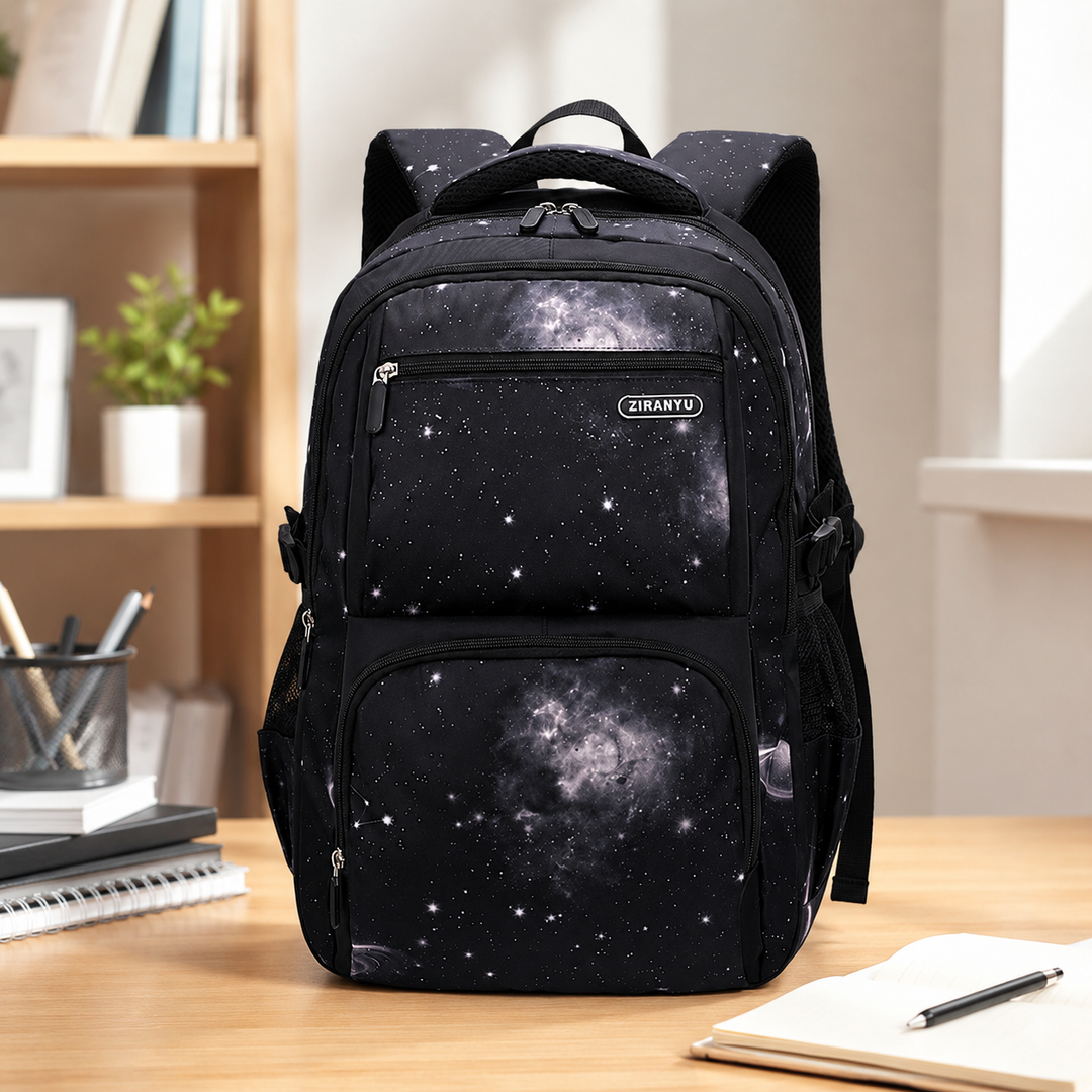 Boys Starry Sky Print School Backpack, Large Capacity