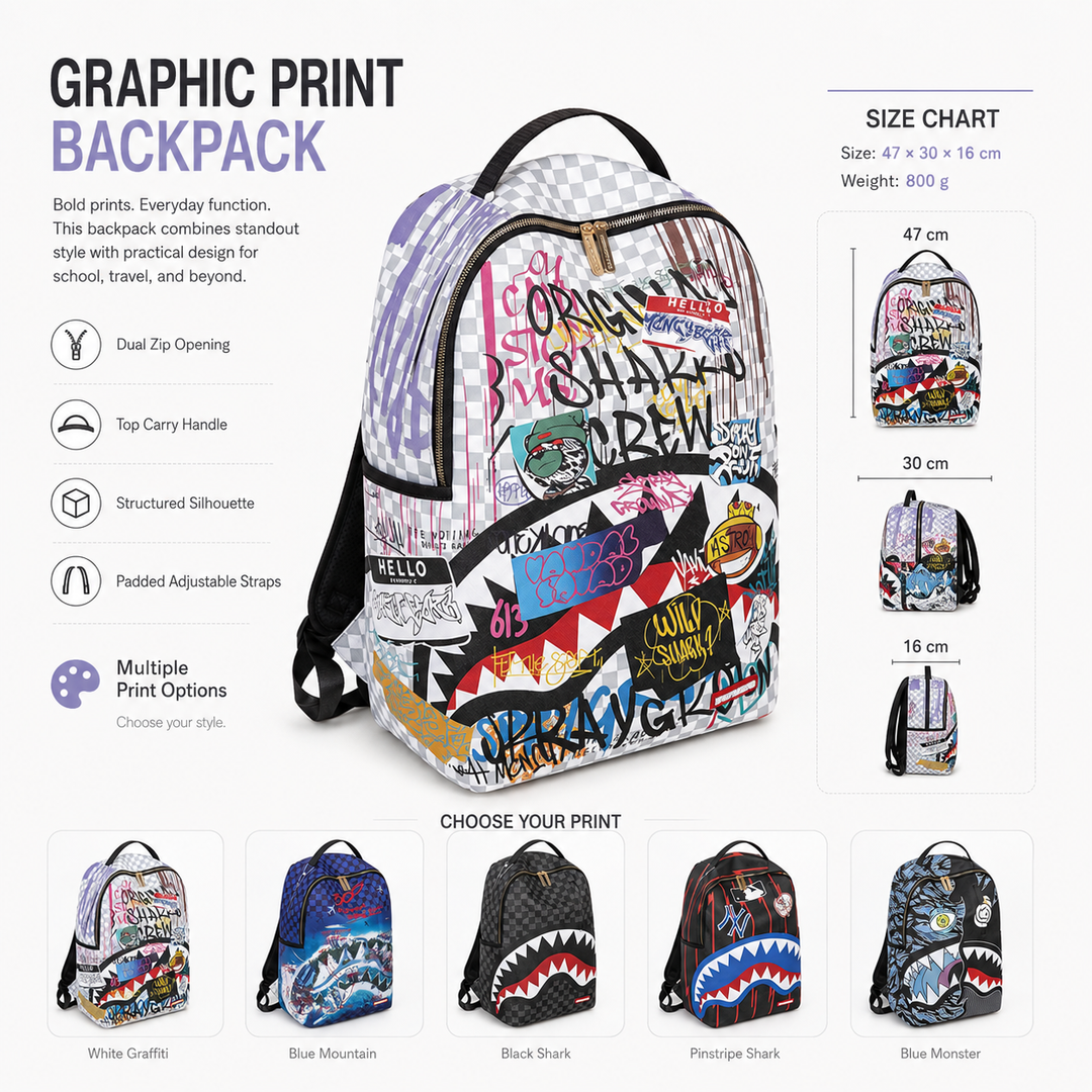 Glow-in-the-Dark Shark School Backpack for Boys and Girls
