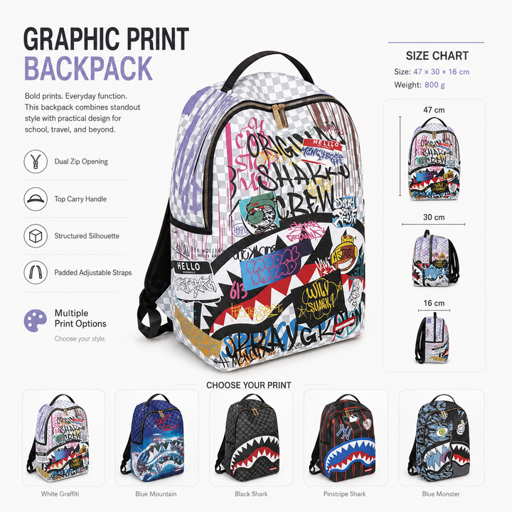 Glow-in-the-Dark Shark School Backpack for Boys and Girls