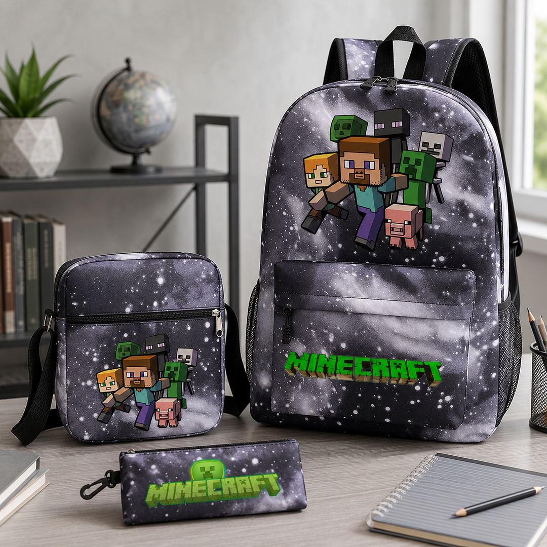 Minecraft Story Mode 3-Piece School Backpack Set with Crossbody Bag &amp; Pencil Case