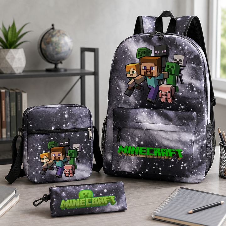 Minecraft Story Mode 3-Piece School Backpack Set with Crossbody Bag &amp; Pencil Case