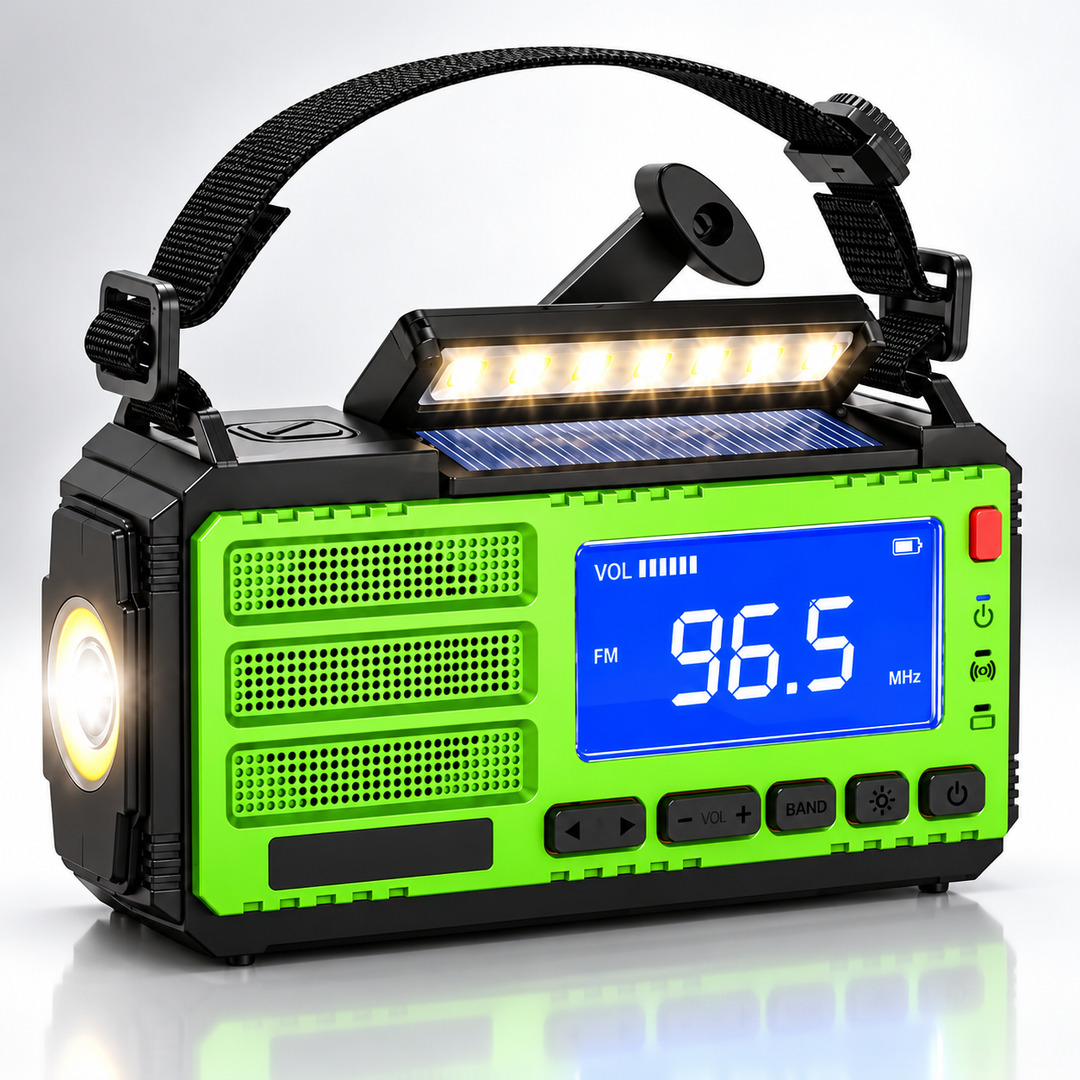 Wind Up Radio Solar Emergency LED Light Bar Digital FM USB Power Bank