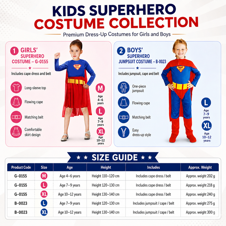 Superhero Costume Dress with Cape for Girls Halloween Costume