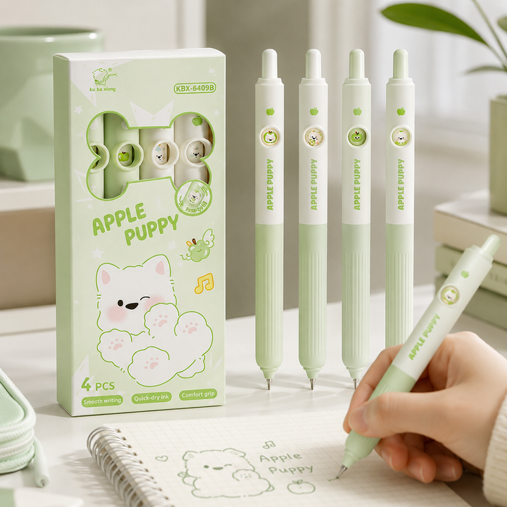 Cute Cat Retractable Gel Pen Set for Students