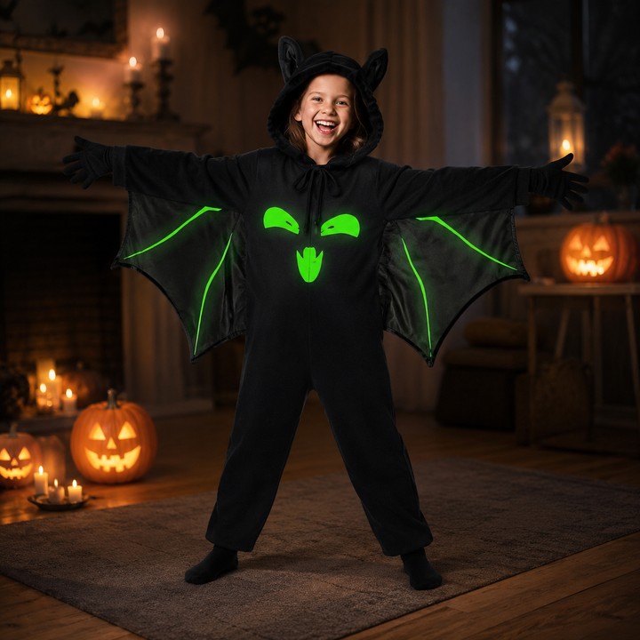 Kids Bat Wing Costume Glow Face Halloween Costume
