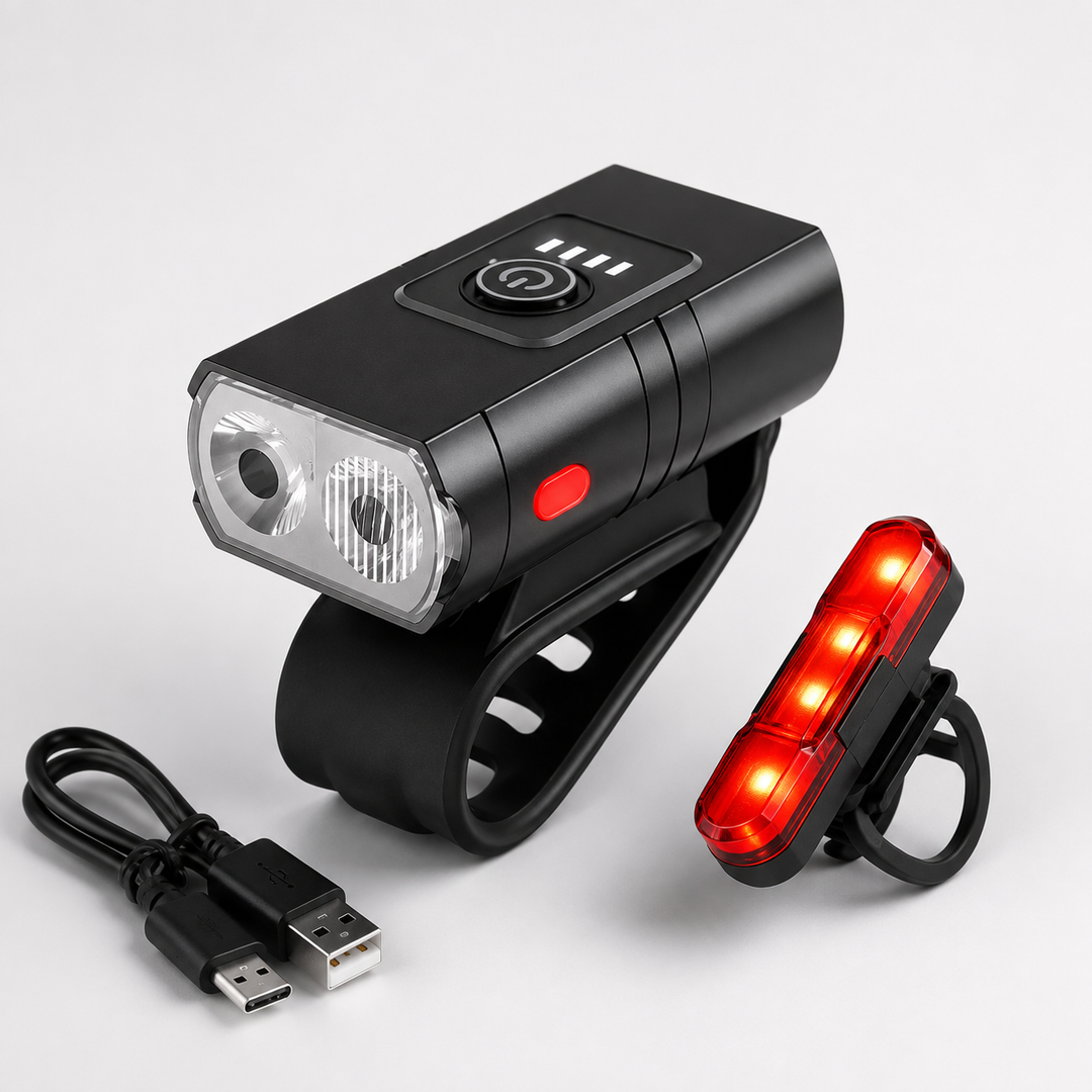 LED Bicycle Front and Rear Light USB Rechargeable 1000 and 500 Lumens