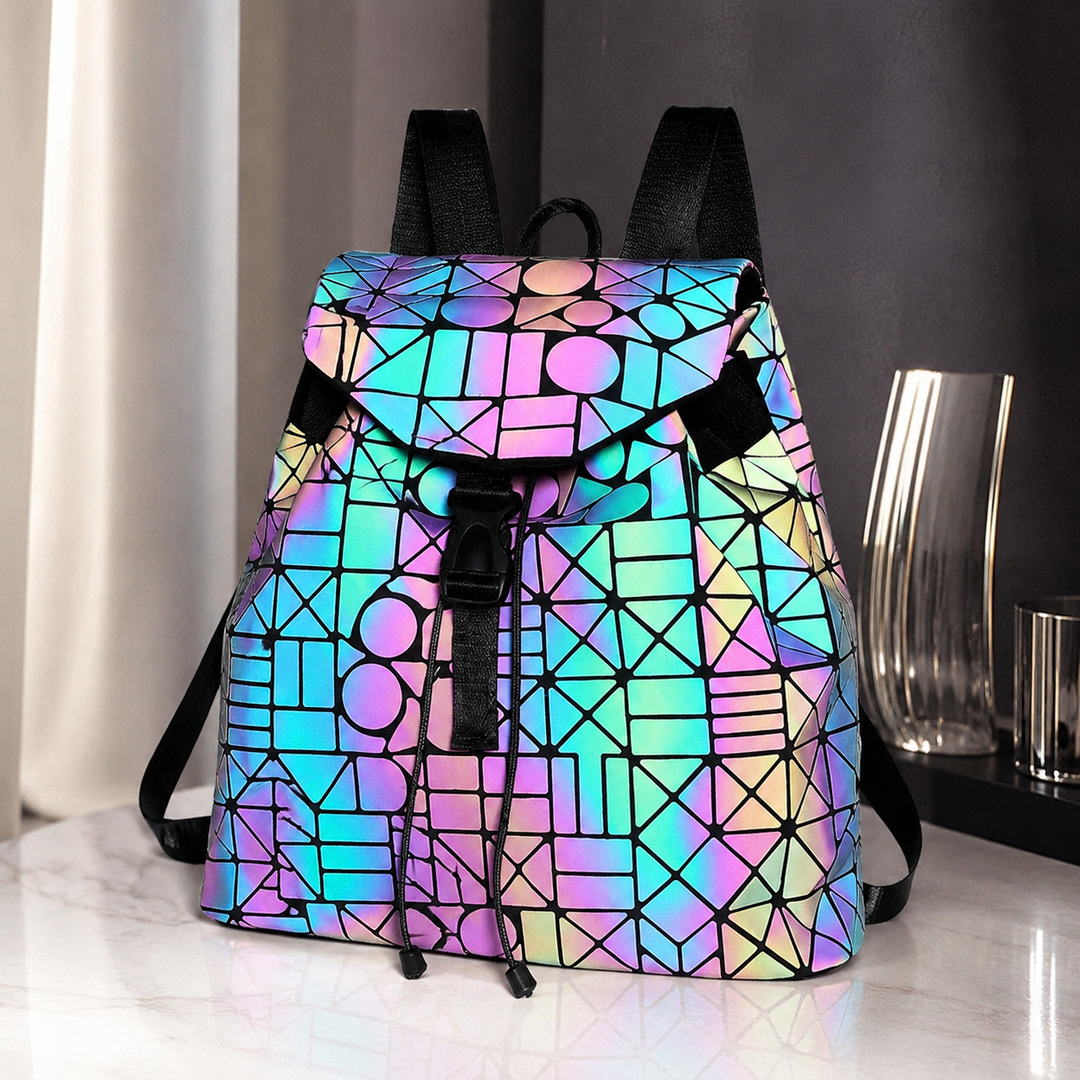 Luminous Sequin School Backpack Drawstring Triangle Reflective Women Student Fashion