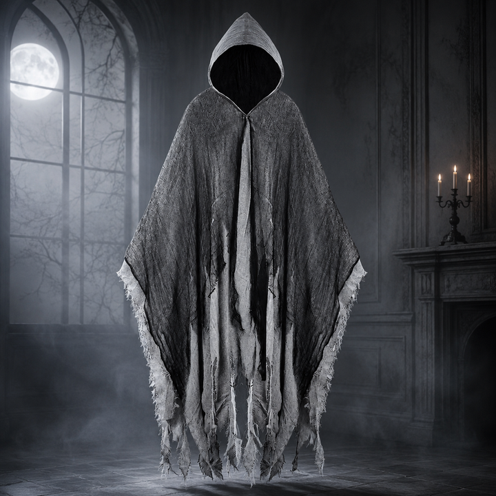 Tattered Hooded Cloak Halloween Costume Cape for Adults