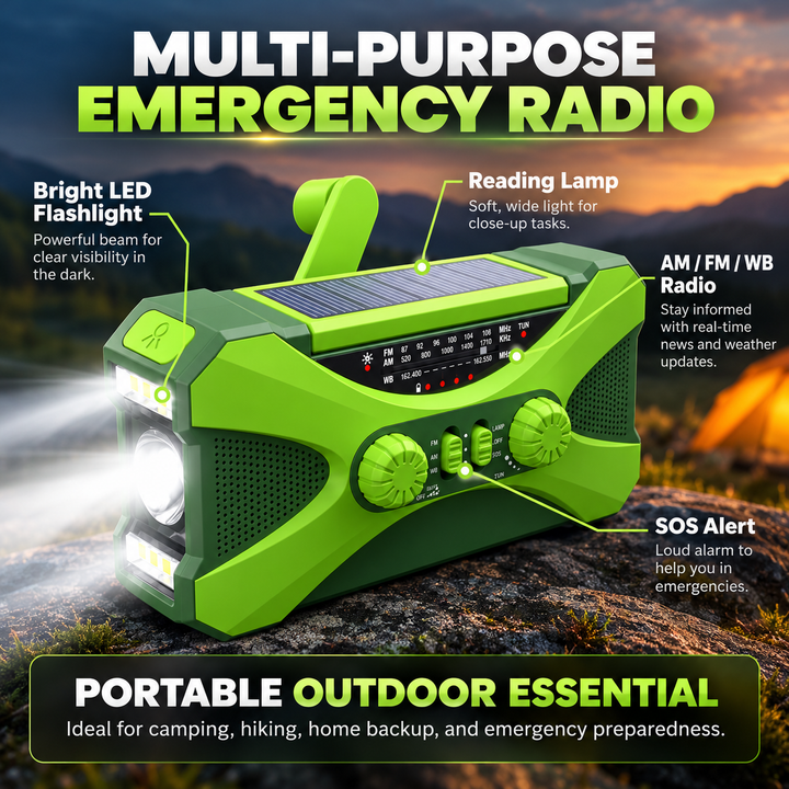 Wind Up Emergency Radio Heavy Duty 10000mAh NOAA Flood Light SOS