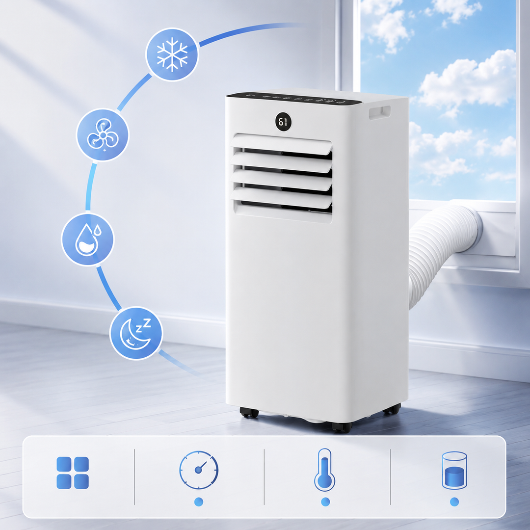 8000 BTU Portable Air Conditioner Dehumidifier Sleep Mode Timer 350 Sq Ft