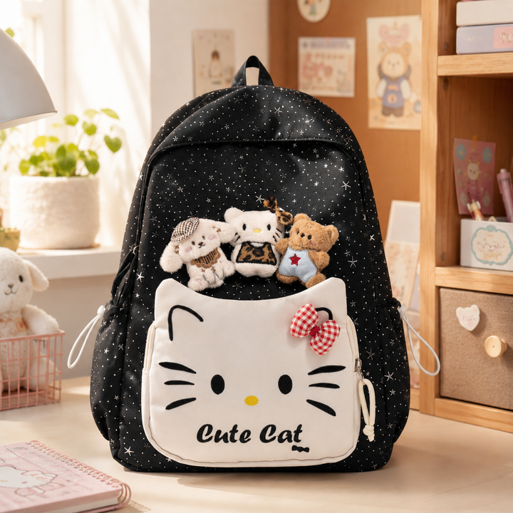 Hello Kitty Girls School Backpack, Large Capacity Lightweight