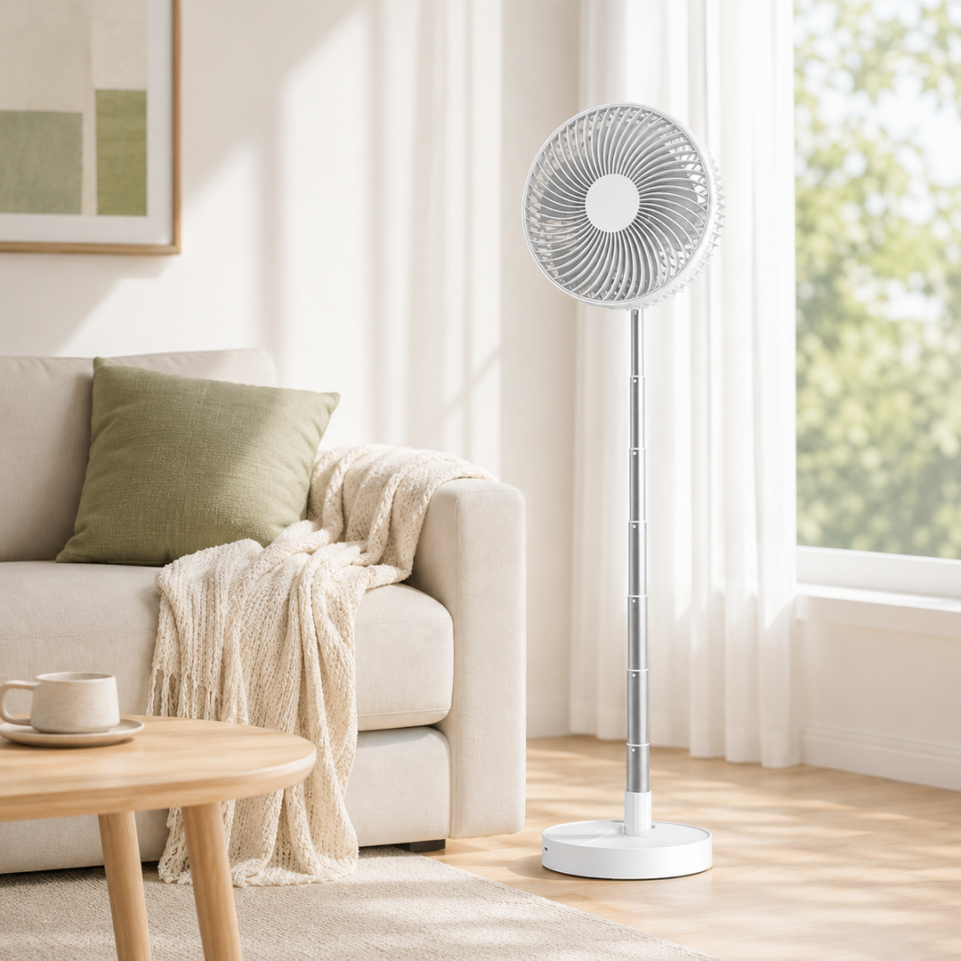 USB Foldable Portable Fan 8 Inch 4-Speed Timer Battery Mini Floor Bedroom