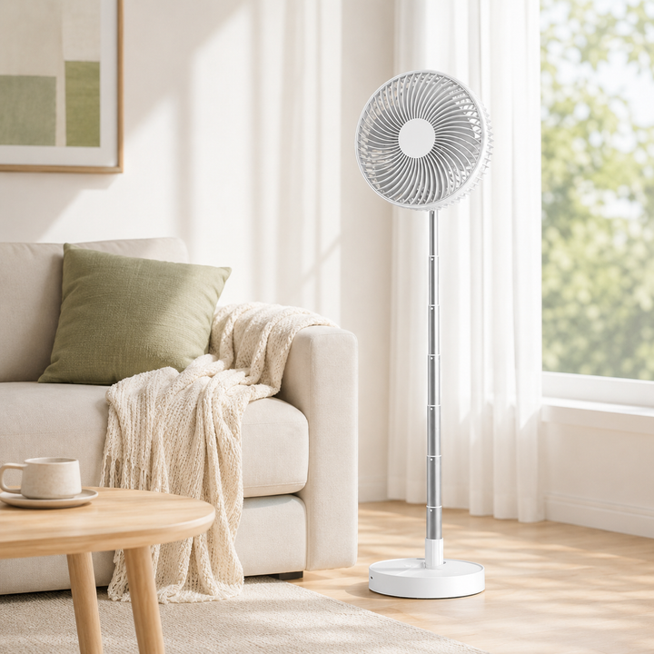 USB Foldable Portable Fan 8 Inch 4-Speed Timer Battery Mini Floor Bedroom