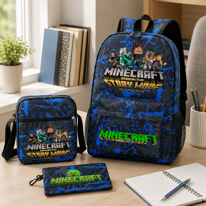 Minecraft Story Mode 3-Piece School Backpack Set with Crossbody Bag &amp; Pencil Case