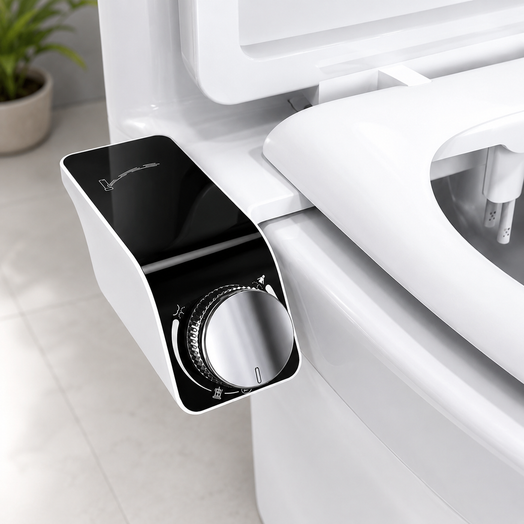 Non-Electric Bidet Toilet Seat Attachment Dual Self-Cleaning Nozzles Hot Cold