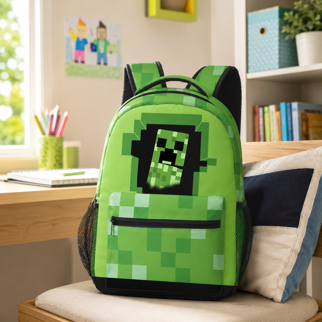 Minecraft Boys and Girls School Backpack, 20L Double-Sided Print Bookbag