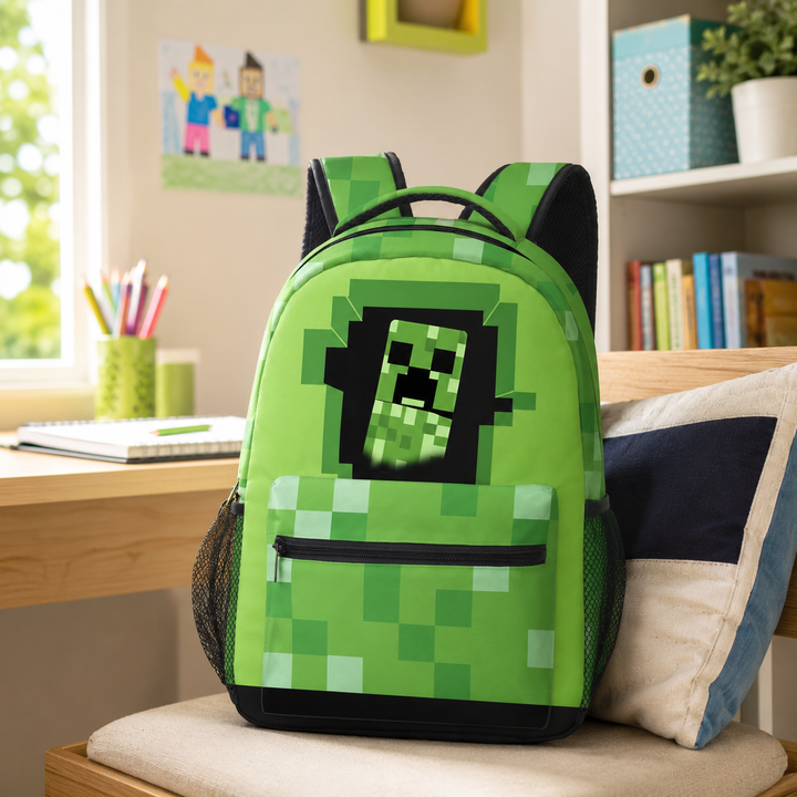 Minecraft Boys and Girls School Backpack, 20L Double-Sided Print Bookbag