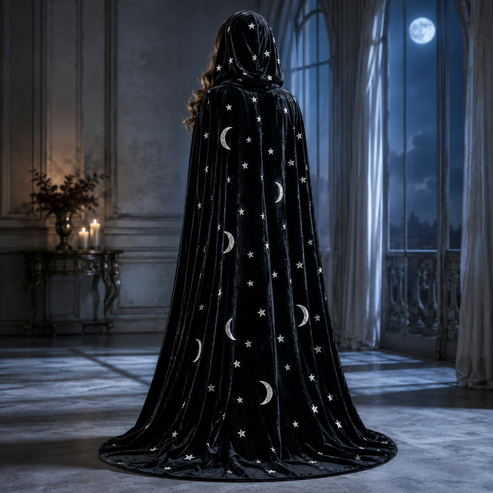 Star and Moon Velvet Cape Costume Wizard Halloween Costume