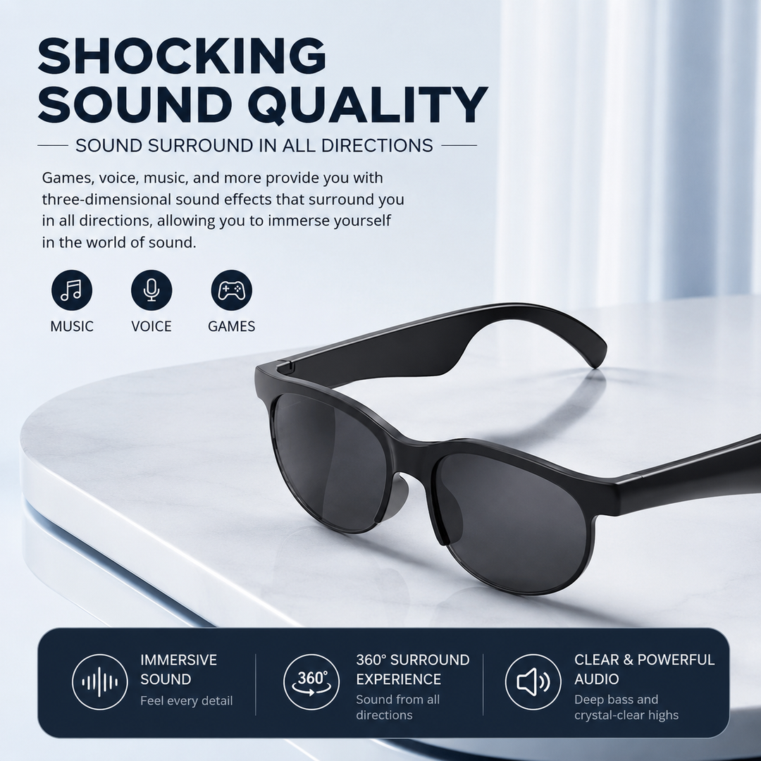 Smart Glasses AI Translation Bluetooth Audio Sunglasses Music Calls Recording