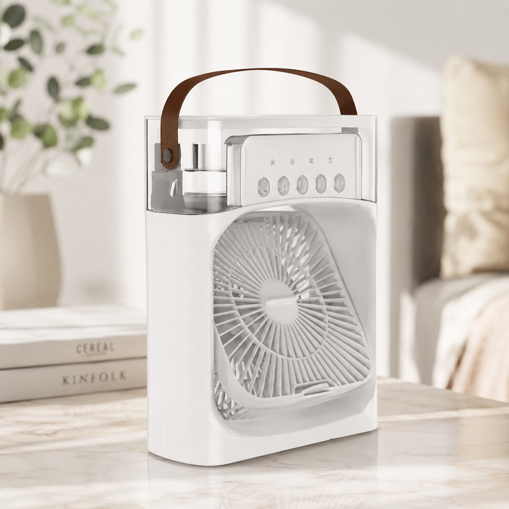 3-in-1 Portable Mini Air Cooler LED Night Light Humidifier Timer Desk Fan