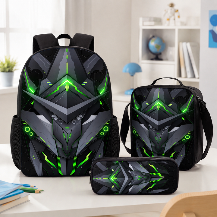 Boys Cyberpunk Robot School Backpack Set for Students