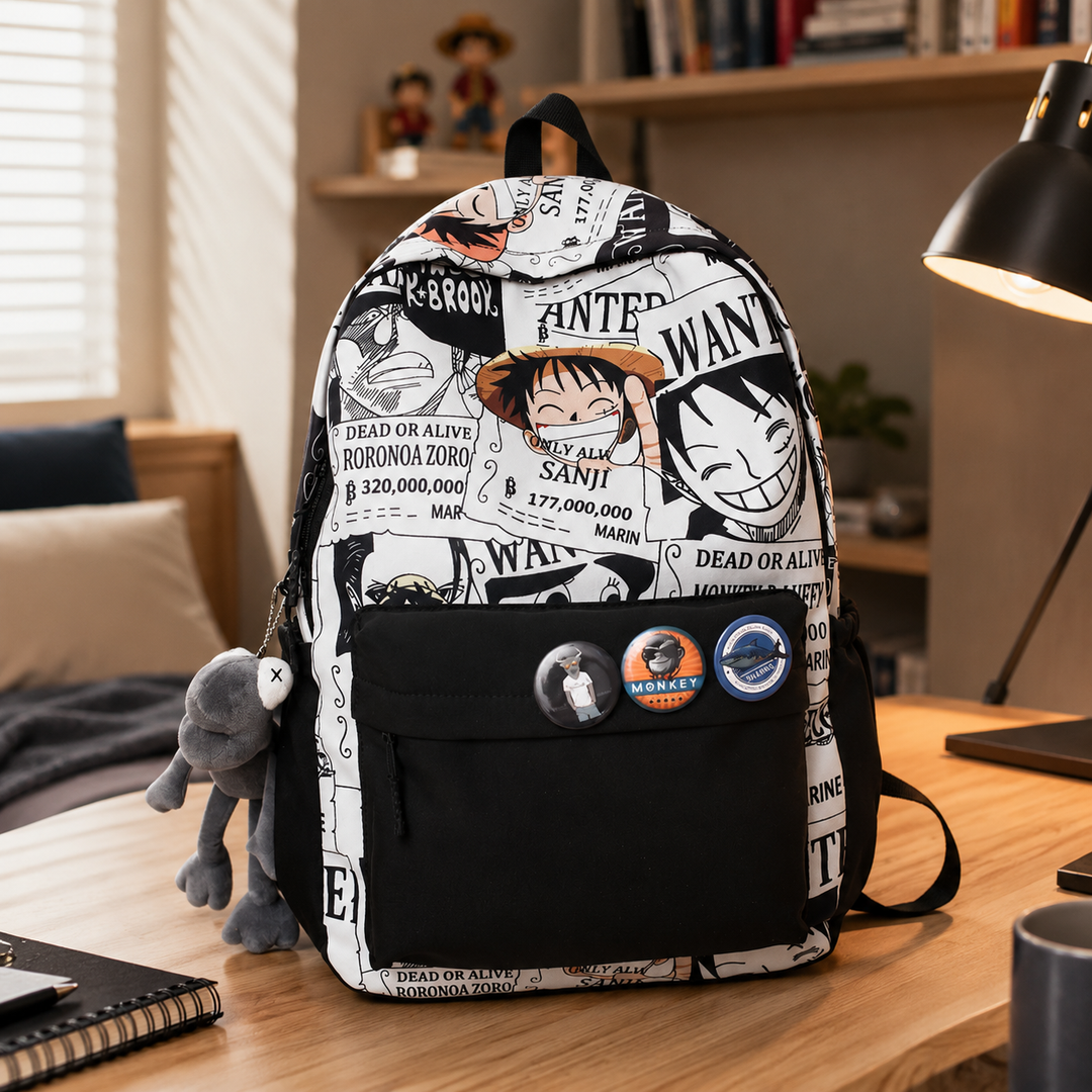 One Piece Boys Large Capacity Anime School Backpack
