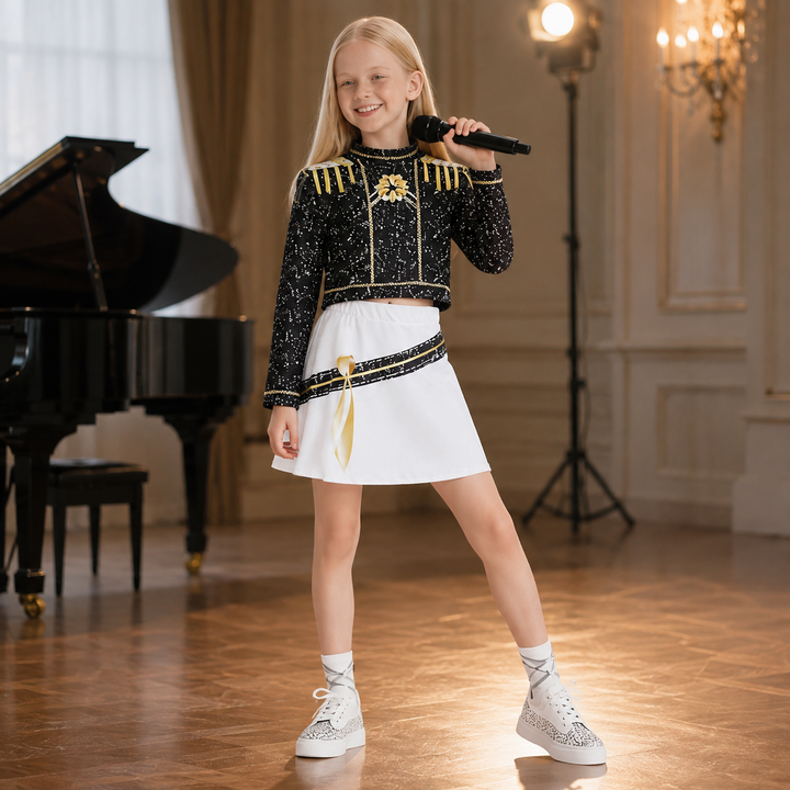 Girls Sparkle Star Print Performance Costume Set