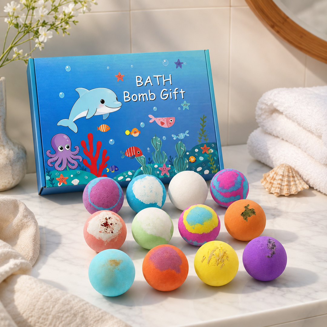 Organic Bath Bombs Set Surprise Toys Essential Oil Moisturizing Kids Gift