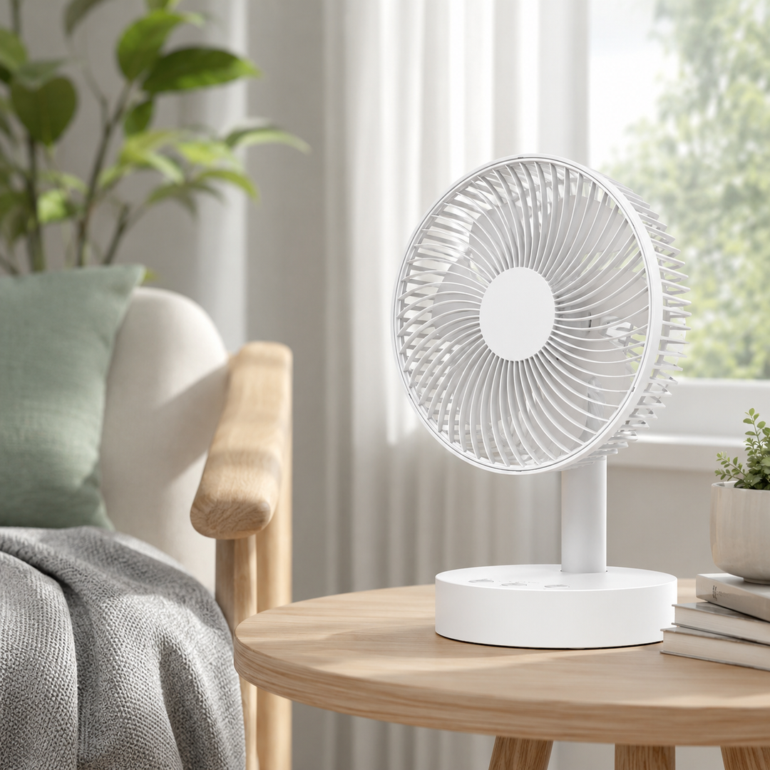 USB Desk Fan 3600mAh 4-Speed Adjustable Oscillating Portable Table