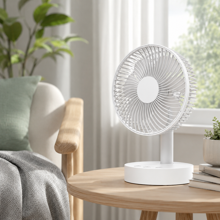 USB Desk Fan 3600mAh 4-Speed Adjustable Oscillating Portable Table