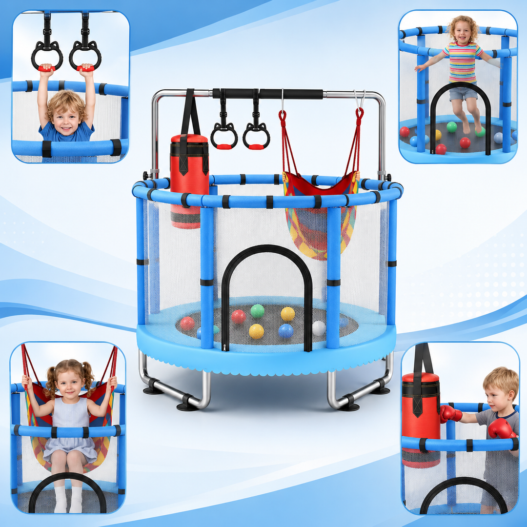 Toddler Trampoline 440lbs Enclosure Indoor Outdoor Kids Bouncer Safety