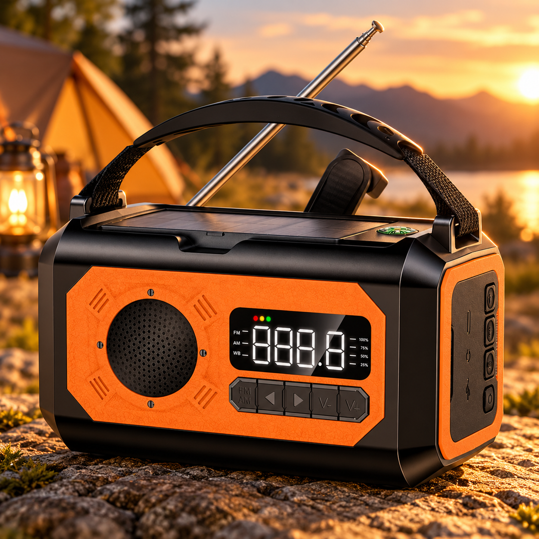 Wind Up Weather Radio 12000mAh Digital LCD NOAA Solar Kickstand