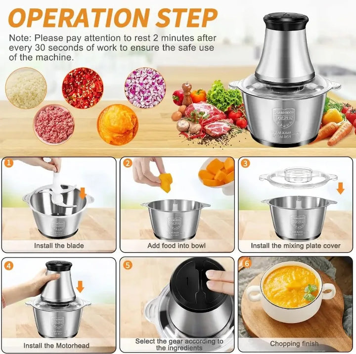 Electric Meat Vegetable Grinder Chopper 2L