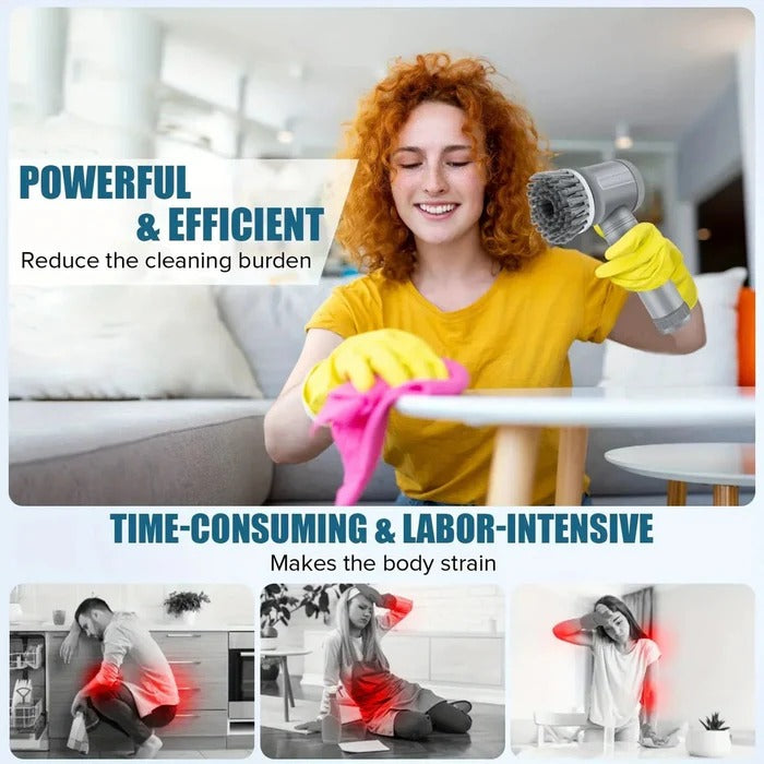 Electric Spin Scrubber Cleaning Tool Rechargeable Power Brush