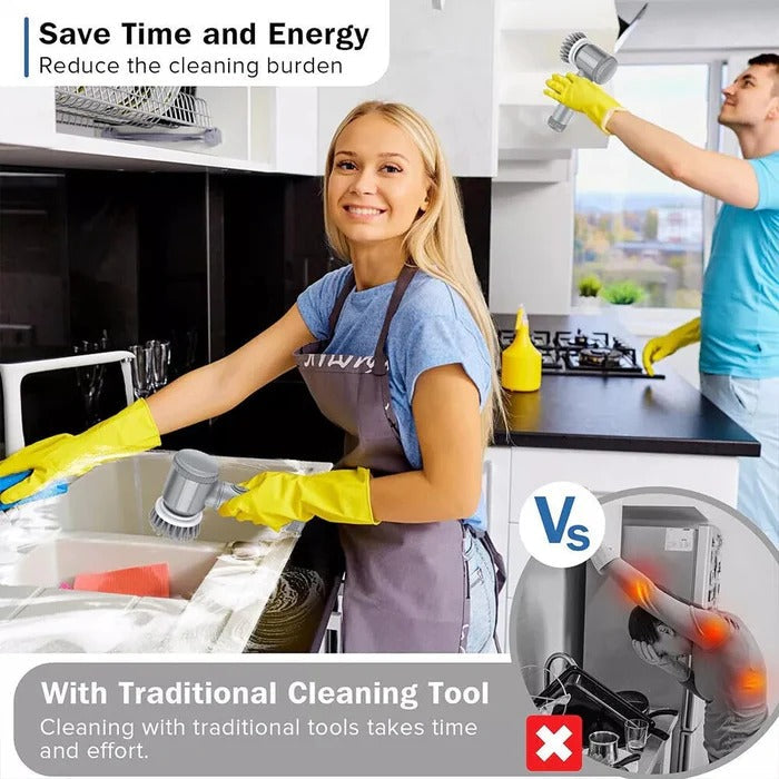 Electric Spin Scrubber Cleaning Tool Rechargeable Power Brush