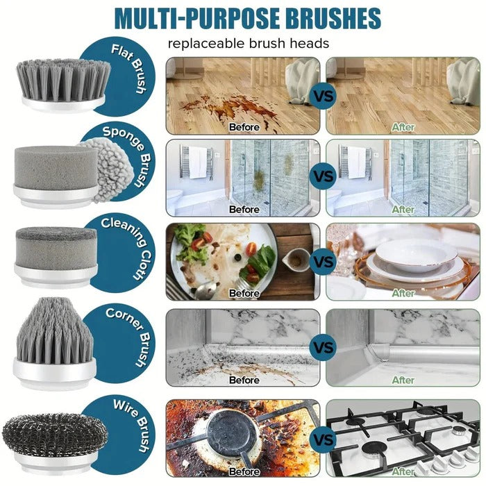 Electric Spin Scrubber Cleaning Tool Rechargeable Power Brush