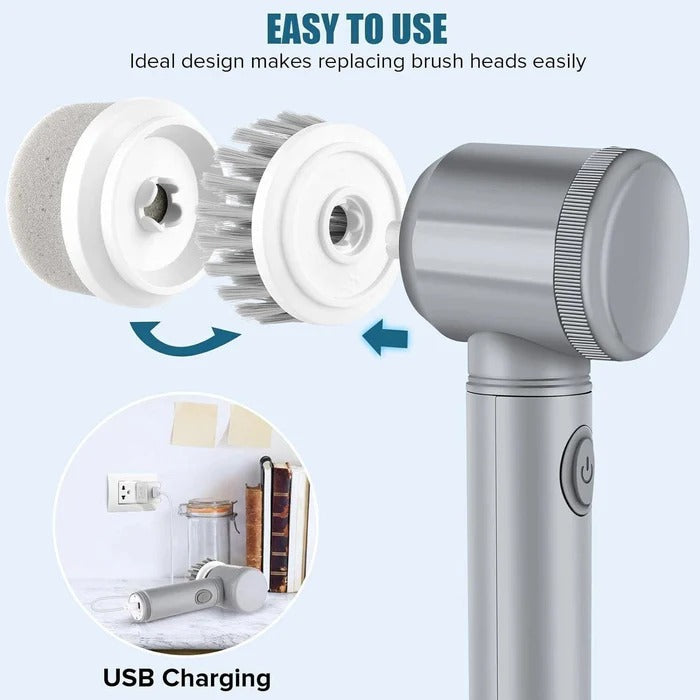 Electric Spin Scrubber Cleaning Tool Rechargeable Power Brush