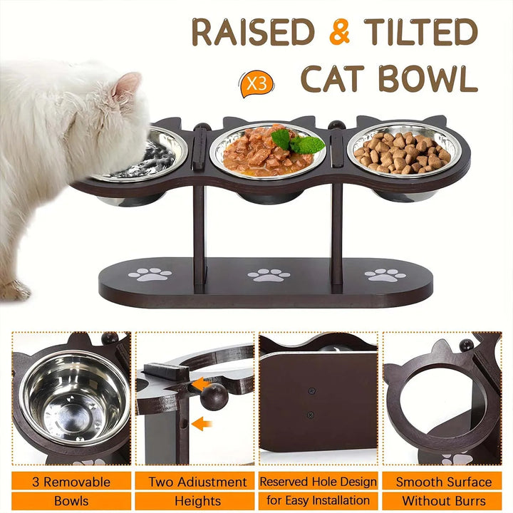 Elevated Cat Bowl Set Stainless Steel Dishes