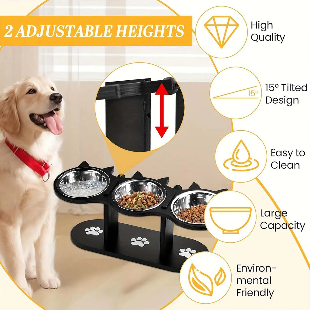 Elevated Cat Bowl Set Stainless Steel Dishes