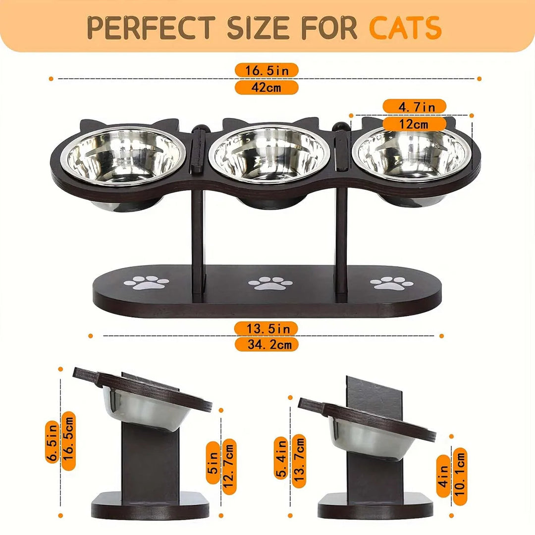 Elevated Cat Bowl Set Stainless Steel Dishes