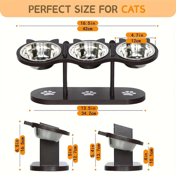 Elevated Cat Bowl Set Stainless Steel Dishes