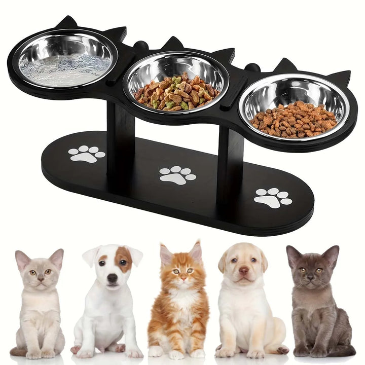 Elevated Cat Bowl Set Stainless Steel Dishes