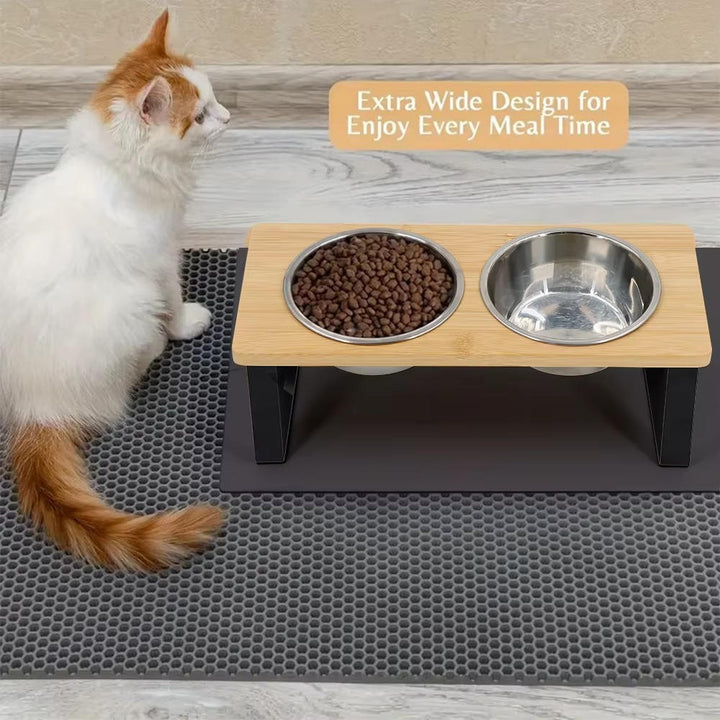 Adjustable Height Cat Food Bowl Stand Pet Feeding Dish