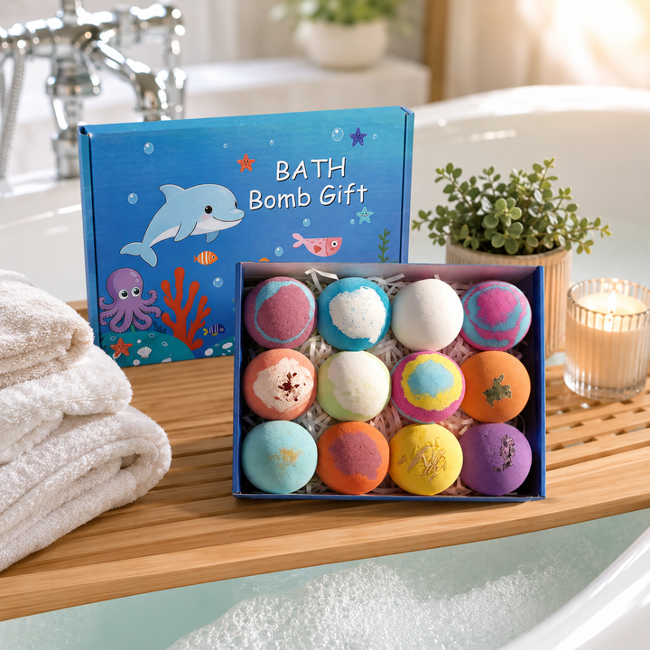 Organic Bath Bombs Set Surprise Toys Essential Oil Moisturizing Kids Gift