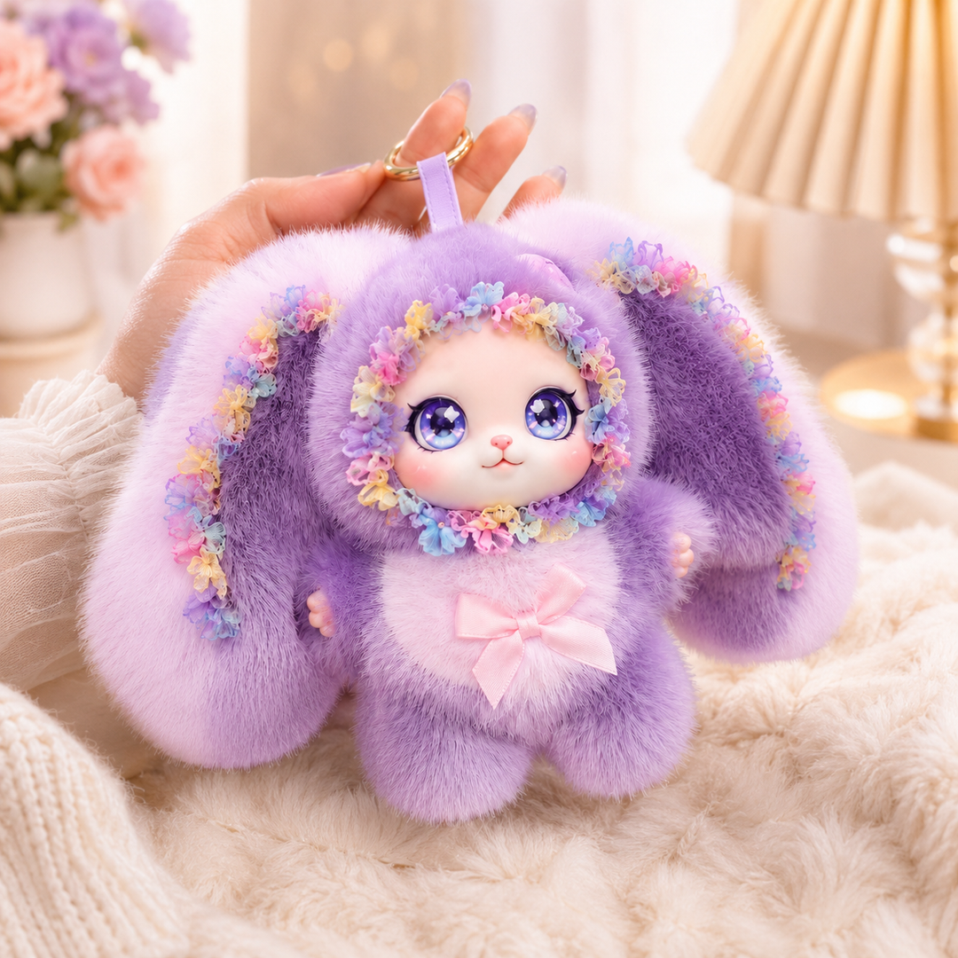 Cute Big Ear Rabbit Plush Bunny Keychain Bag Charm Decor Gift